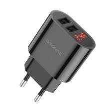 Мережевий зарядний пристрій 220V-2xUSB BA63A, 2.4A, 12W, LCD чорний Borofone BA63A фото