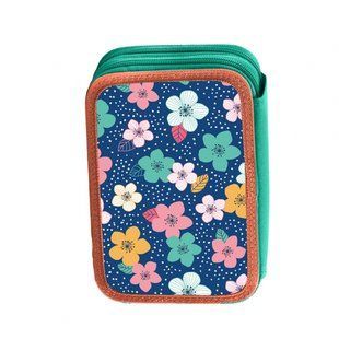 Пенал твердий подвійний HP-01 Flowers melody, синій/кораловий Smart 532843 фото