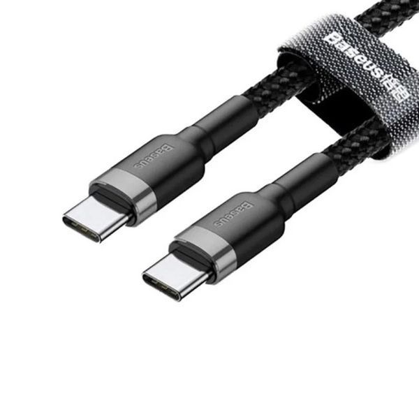 Кабель USB-C &mdash; USB-C Cafule 60W (PD) 1м Сірий/Чорний Baseus CATKLF-GG1 фото