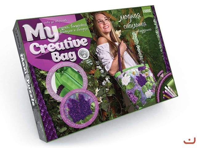 Вишивка Сумки гладдю і стрічками My Creative Bag Сирень,DankoToys (5) MCB-01-02 фото