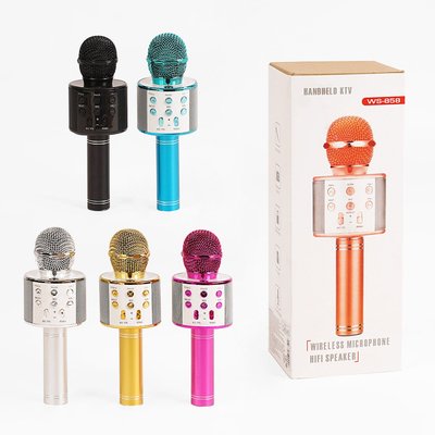 Мікрофон бездротовий 5 кольорів караоке bluetooth USB колонка в коробці С 48340 фото
