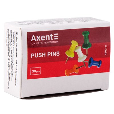 Кнопки-цвяшки 30 шт кольорові, Axent (20) 4203-A фото