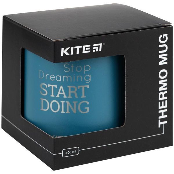 Термокружка 400 мл синя Stop dreaming Start doing Kite K22-379-02-2 фото