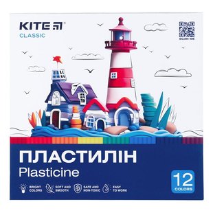 Пластилін 12 кольорів 240 г. Classic Kite K-1086 фото