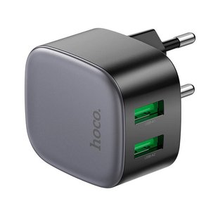 Мережевий зарядний пристрій 220V-2xUSB CS34А, 18W, QC3.0 чорний Hoco CS34А фото