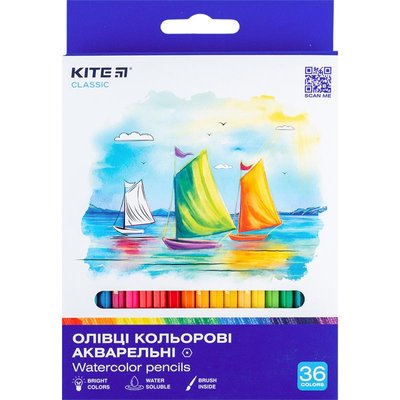 Олівці акварельні 36 кольорів Classic Kite K-1052 фото