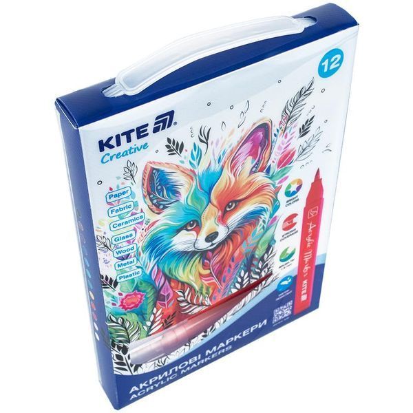 Набір акрилові маркери-пензлики 12 кольорів Kite Creative K-1159 фото