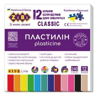 Пластилін 12 кольорів 240г CLASSIC KIDS Line Zibi (20) ZB.6233 фото