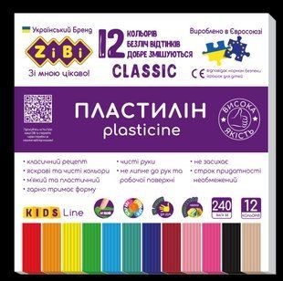Пластилін 12 кольорів 240г CLASSIC KIDS Line Zibi ZB.6233 фото