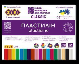 Пластилін 18 кольорів 360г CLASSIC KIDS Line Zibi ZB.6235 фото