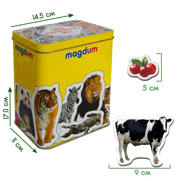 Набір магнітів Magdum 85 елементів тварини фрукти в коробці ML4031-61 EN фото