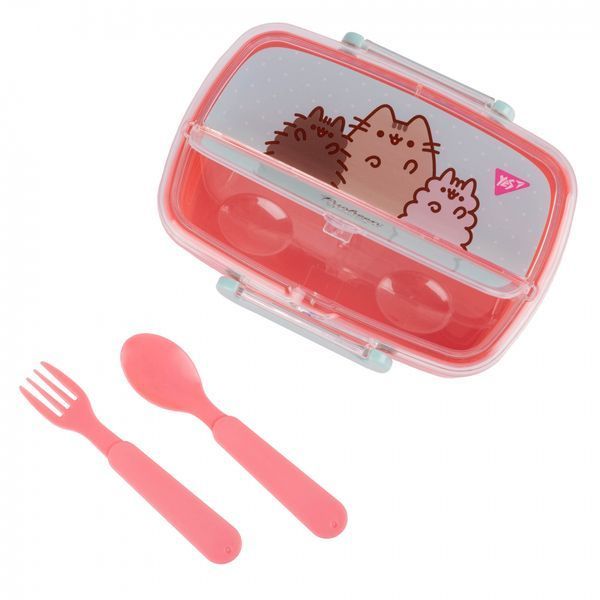 Ланчбокс 750 мл Pusheen з приладдям рожево-блакитний Yes 708371 фото