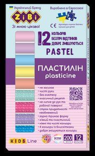 Пластилін 12 кольорів 200г (8 пастель + 4 глітер) PASTEL KIDS Line Zibi ZB.6240 фото