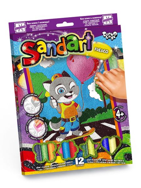 Картинка з піску Sandart 2-га серія Кіт, DankoToys (10) SA-02-05 фото