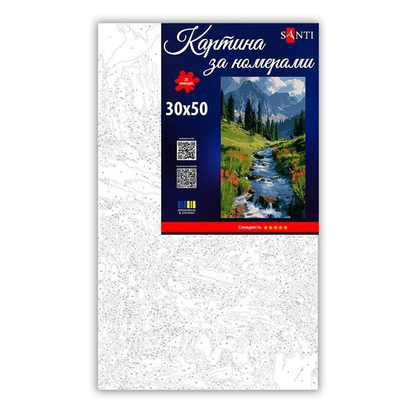 Картина за номерами на полотні в плівці 30*50см Гірський пейзаж Santi 955555 фото