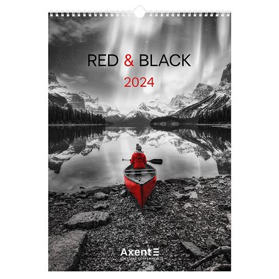 Календар настінний А3 2024 р., Red & Black Axent 8804-24-2-A фото