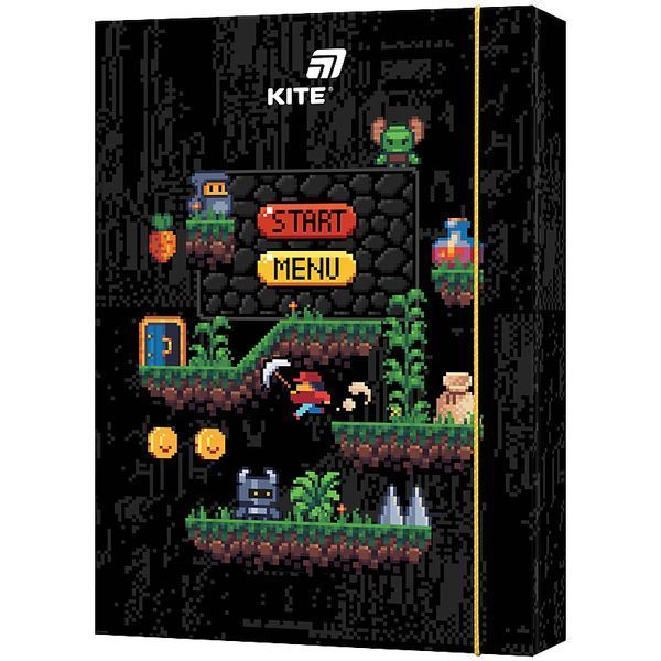 Папка для праці картонна на резинці А4 Pixel Game Kite K25-213-2 фото