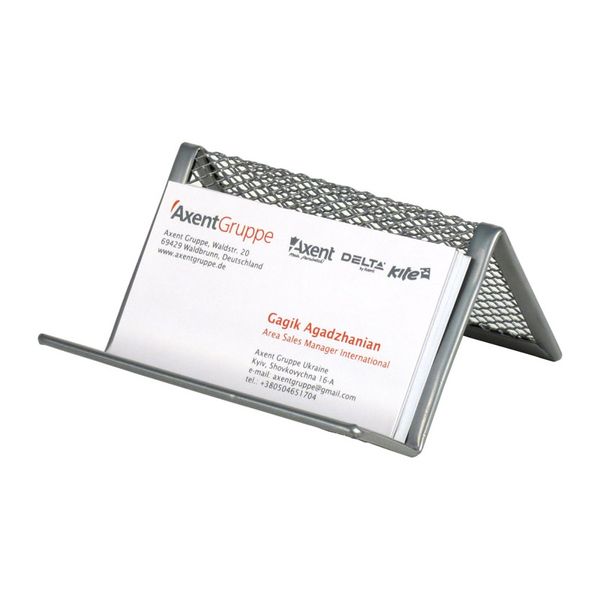 Підставка для візиток 95x80x60мм металева сітка срібна, Axent 2114-03-A фото