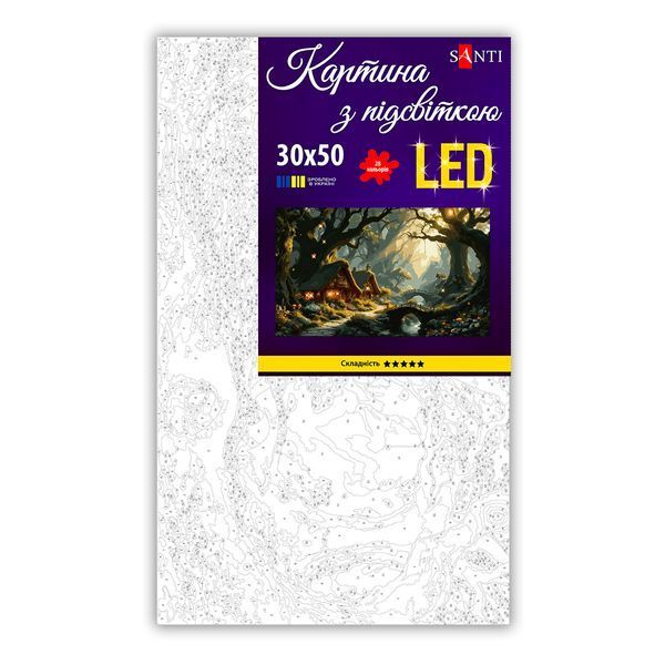 Картина за номерами на полотні з LED підсвіткою 30*50см Магічний ліс Santi 955562 фото