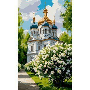 Картина за номерами на полотні в плівці 30*50см Храм навесні Santi 955651 фото