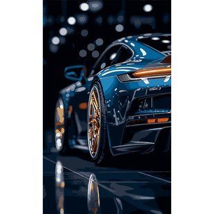 Картина за номерами на полотні з LED підсвіткою 30*50см Розкішне авто Santi 955559 фото