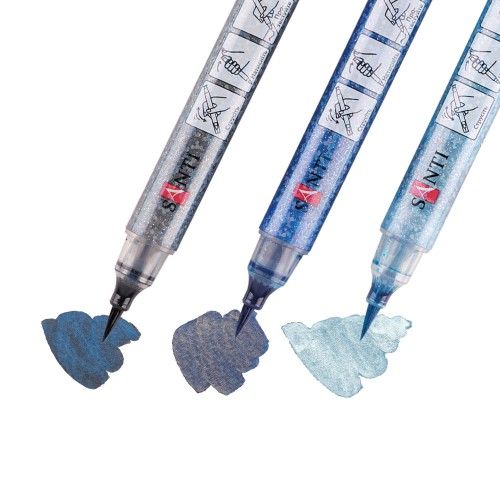 Набір маркерів акварельних Glitter Brush відтінки синього 3 шт/уп. Santi 390769 фото