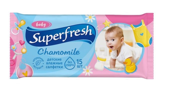 Серветки вологі 15шт дитячі Superfresh 26964 фото