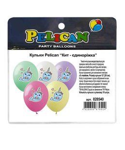 Набір повітряних кульок 10 шт Кит- єдиноріжка 1-стор. Pelican 828540 фото