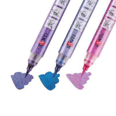 Набір маркерів акварельних Glitter Brush відтінки фіолетового 3 шт/уп. Santi 390770 фото