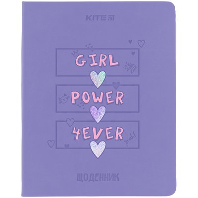 Щоденник шкільний м'яка обкл. PU Girl Power 4ever Kite K24-283-3 фото