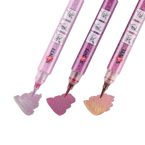 Набір маркерів акварельних Glitter Brush відтінки рожевого 3 шт/уп. Santi 390773 фото
