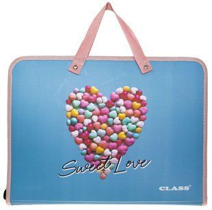 Папка-портфель В4 на блискавці з тканинними ручками SWEET LOVE Class 5631-26C фото