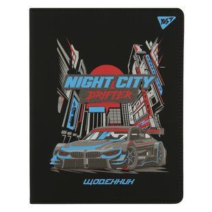 Щоденник шкільний PU твердий Night city drifter Yes 911609 фото
