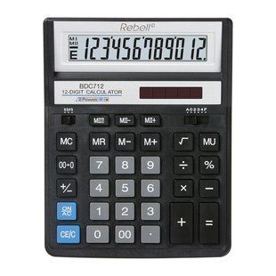 Калькулятор бухгалтерський чорний 12-розрядний Rebell RE-BDC712BK BX фото