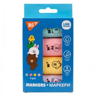 Набір текстових маркерів 4 кол Line Friends Yes 390711 фото