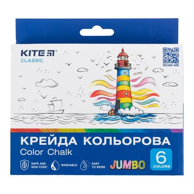 Крейда кольорова Jumbo 6 кол Classic Kite (20) K-073 фото
