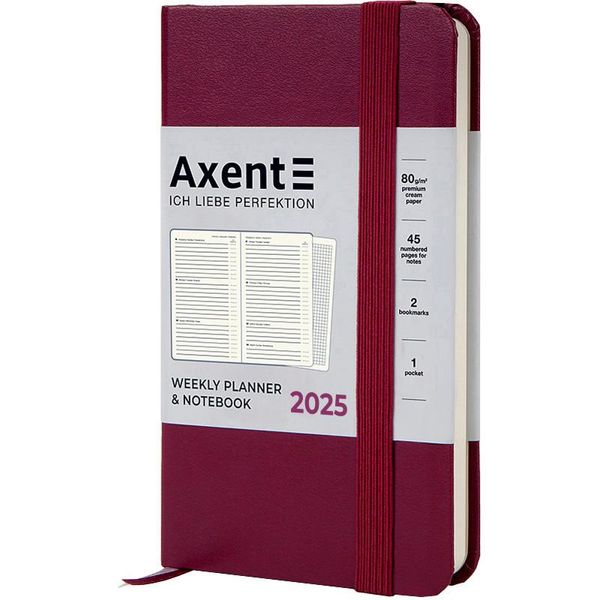 Щотижневик 2025 Pocket Strong 90*150 винний Axent 8508-25-46-A фото