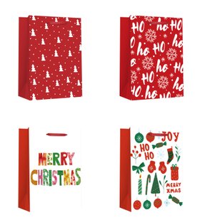 Пакет паперовий MEDIUM XMAS Ho ho 17,8x9,8x22,9 210gsm асорті 762305ML фото