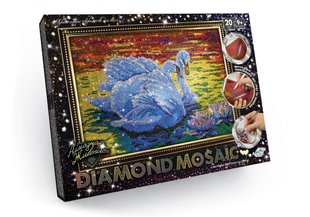 Алмазна живопис ВЕЛ А3 Diamond mosaik Лебеді, DankoToys (10) DM-01-02 фото