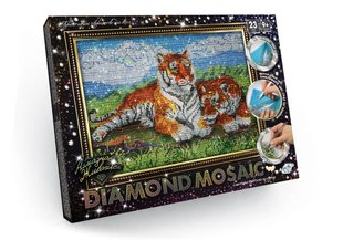 Алмазна живопис ВЕЛ А3 Diamond mosaik Тигри, DankoToys (10) DM-01-07 фото